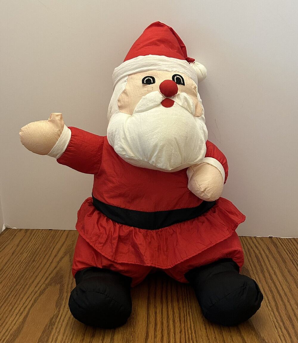 Santa Claus Plush Puffy Nylon Parachute International Silver Co 16" Vintage 1993